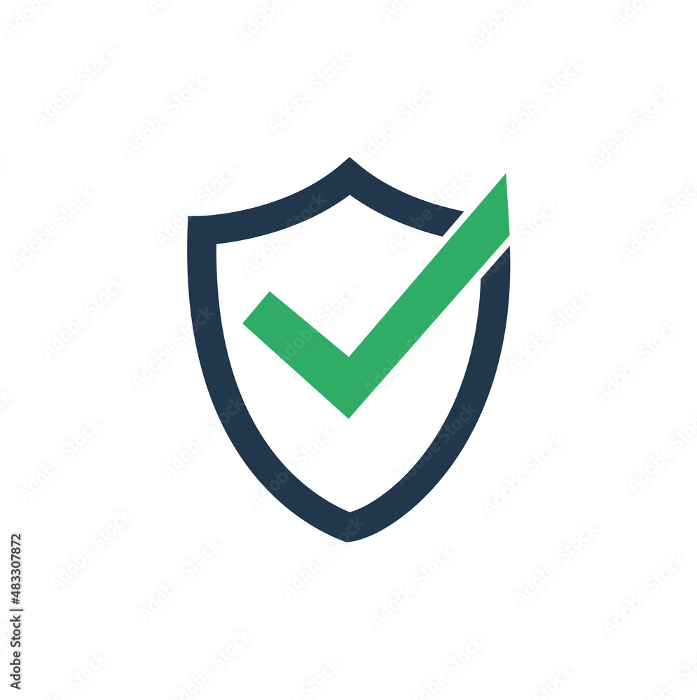Poster shield with check mark line icon for web, mobile and infographics. vector illustration on white back
