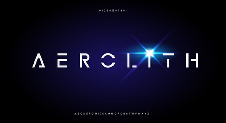 Abstract scifi futuristic alphabet font. digital space typography vector illustration design © MoonBandit