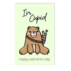 valentine's day greeting card bear with arrows