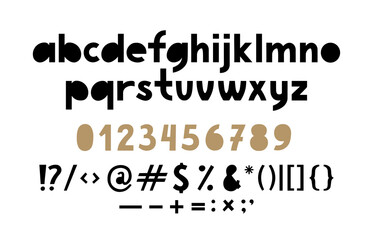 Hand drawn abstract minimalist modern font alphabet. Typography typeface  lowercase, number. Vector illustration.