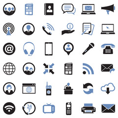 Communication Icons. Two Tone Flat Design. Vector Illustration.