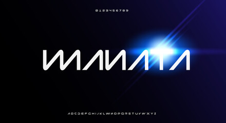 Abstract trendy futuristic alphabet font. digital space typography vector illustration design