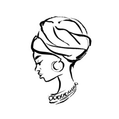 The face of an African woman in profile.