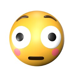 3D Flushed emoticons that look cute and cool