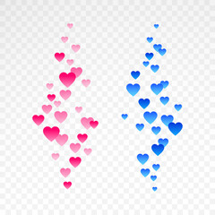 Red, blue bubble heart for live stream video chat  isolated on white  background. Web botton social media. Network symbol content. Vector flat design tamplate illustration