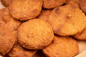 Japanese rice crackers or Senbei, Japan traditional snack, Senbei are often eaten with green tea as a casual snack.