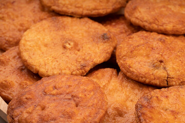Japanese rice crackers or Senbei, Japan traditional snack, Senbei are often eaten with green tea as a casual snack.