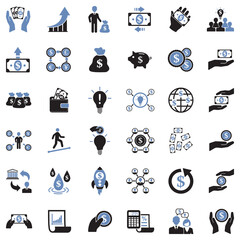Crowdfunding Icons. Two Tone Flat Design. Vector Illustration.