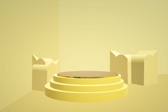 3d illustration background yellow platform podium stage for product display stand © ประพันธ์ บุญเหมาะ