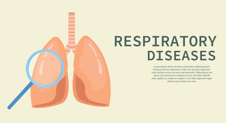 Respiratory diseases. Health care concept. Landing page template on soft background. Trend flat vector illustration.