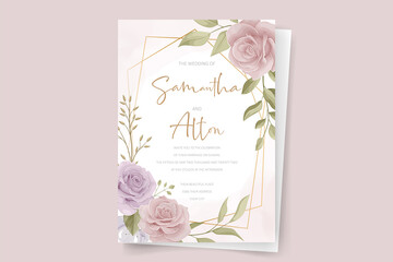 Wedding invitation template with rose flower design