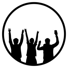 Fans Icon im Kreis - Jubelnde Fußballfans © kebox