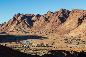 Small village in the valley in Sinai mountains. Saint Catherine, Sinai peninsula, Egypt