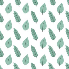 Fototapeta premium simple cute floral pattern - beautiful little leaves of a plant on a white background