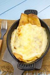 pancakes stuffed with mushroom and ham