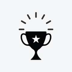 Trophy cup winner award isolated flat design vector illustration.