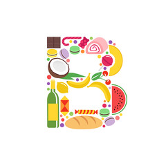 Letter B food logo icon. Flat design template elements