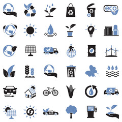 Ecology Icons. Two Tone Flat Design. Vector Illustration.