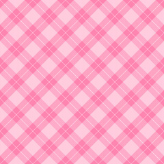 Diagonal tartan Valentines day plaid. Scottish pattern in pink and black cage. Scottish cage. Traditional Scottish checkered background. Seamless fabric texture. Vector illustration