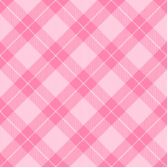 Diagonal tartan Valentines day plaid. Scottish pattern in pink and black cage. Scottish cage. Traditional Scottish checkered background. Seamless fabric texture. Vector illustration