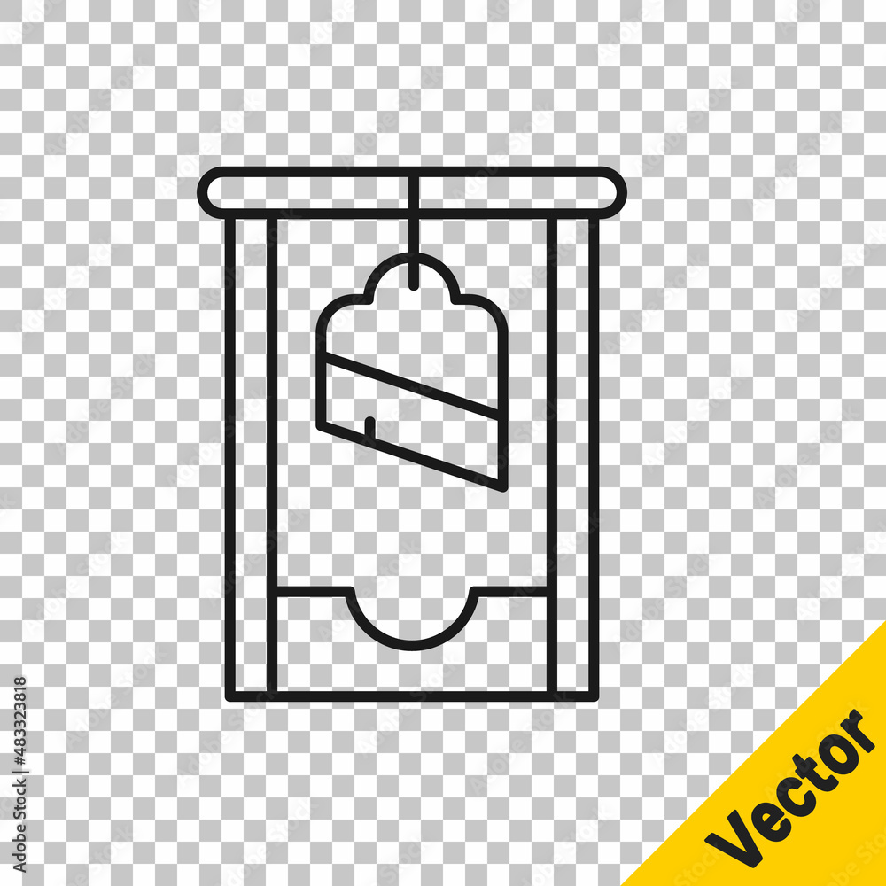 Aufkleber black line guillotine medieval execution icon isolated on transparent background. vector