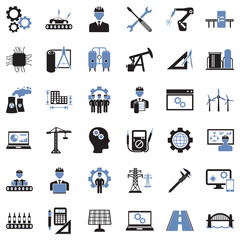 Engineering Icons. Two Tone Flat Design. Vector Illustration.