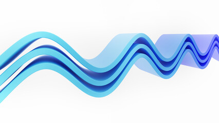 three waves on a light background 3d render