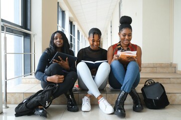 group of happy african college friends