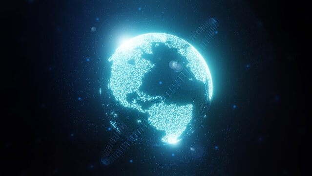 Holographic image of the earth 3d render