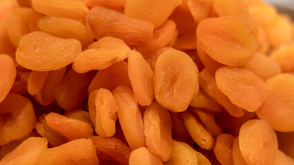 Peeled and dehydrated apricot orellanes, ready to be sold. ready-to-eat, healthy and delicious trout.