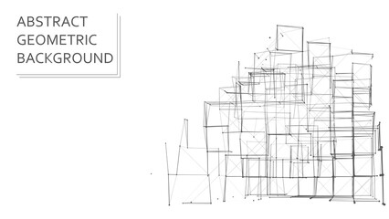 Abstract illustration with connected dots and lines. The concept of science, technology. Vector