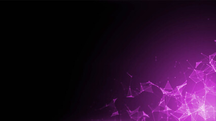 Illustration - Moving triangles and lines in the corner of the screen on a purple bg