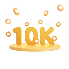 10k followers celebration. 3d rendering.