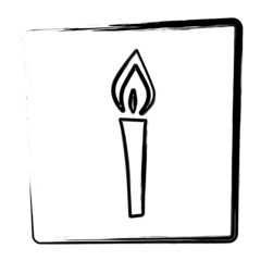 Candle icon. Brush frame. Vector illustration.