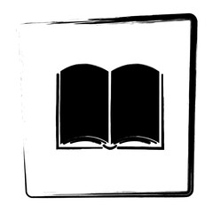 Open book icon. Brush frame. Vector illustration.