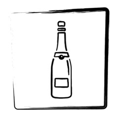 Champagne icon. Brush frame. Vector illustration.