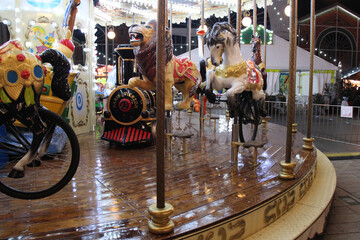 carousel at a funfair in vierzon (france)