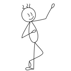 figure man rejoices, dances,contour vector, isolated
