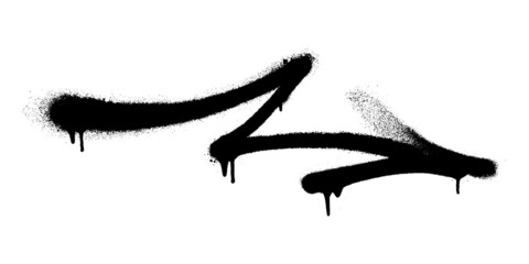 Graffiti arrow with overspray in black over white. © Yevhen