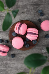 Macarons with blueberries