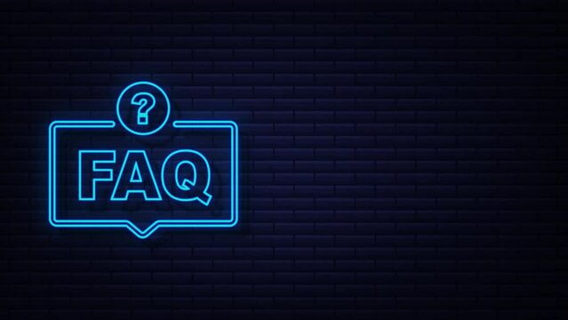 Frequently asked questions FAQ banner. Speech bubble with text FAQ. Motion Graphic