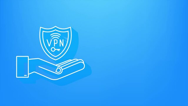 Neon Secure VPN connection concept with hands. Hnads holding vpn sign. Virtual private network connectivity overview. Motion Graphic