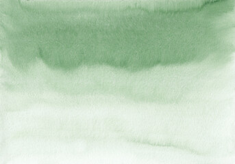 Watercolor ombre pastel green background texture, hand painted. Aquarelle gradient light bottle green color backdrop, stains on paper. Artistic painting wallpaper. © Kseniya