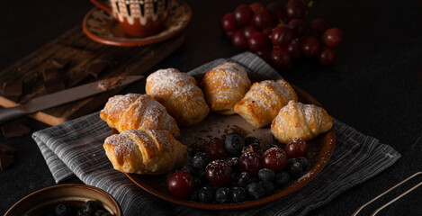 Homemade pastry filled with chocolate