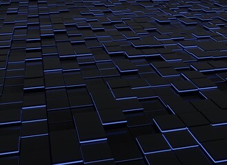 abstract background of black and blue squares