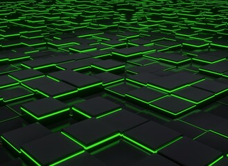 abstract background of black and green squares