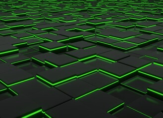 abstract background of black and green squares