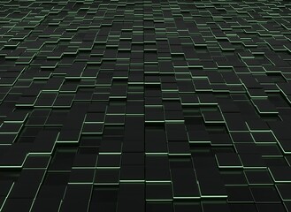 abstract background of squares black green