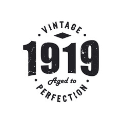 Born in 1919 Vintage Retro Birthday, Vintage 1919 Aged to Perfection - obrazy, fototapety, plakaty