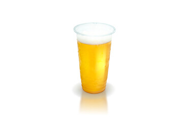 beer in a plastic drinking cup PET